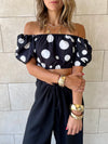 Polka Puff Cropped Top