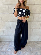 Polka Puff Cropped Top