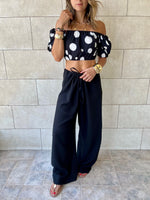 Polka Puff Cropped Top