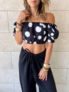 Polka Puff Cropped Top