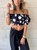 Polka Puff Cropped Top