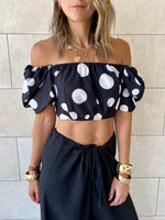 Polka Puff Cropped Top