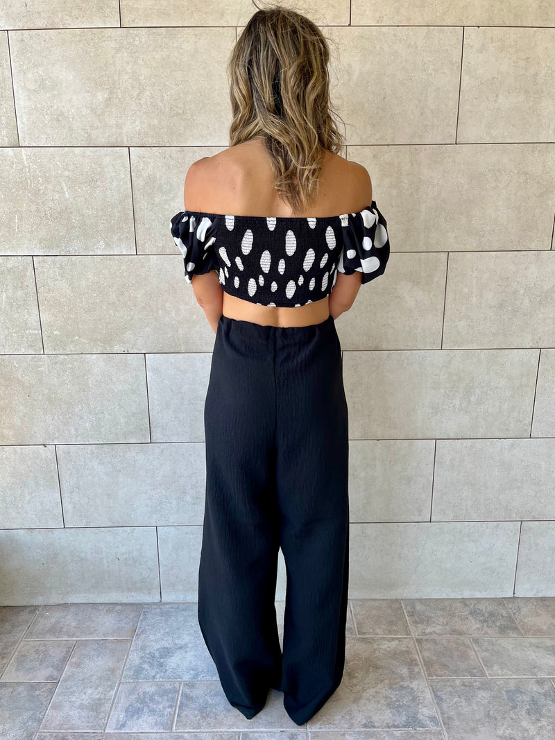 Polka Puff Cropped Top
