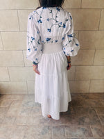 Blue Spring Bloom Embroidered Dress