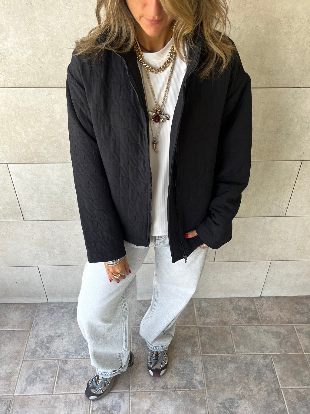 Black Quilted Everyday Jacket