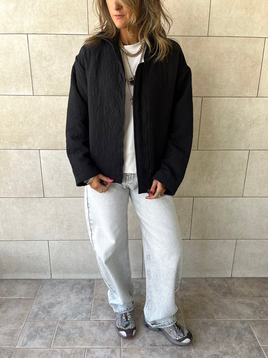 Black Quilted Everyday Jacket