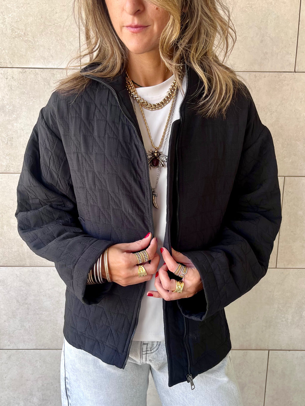 Black Quilted Everyday Jacket