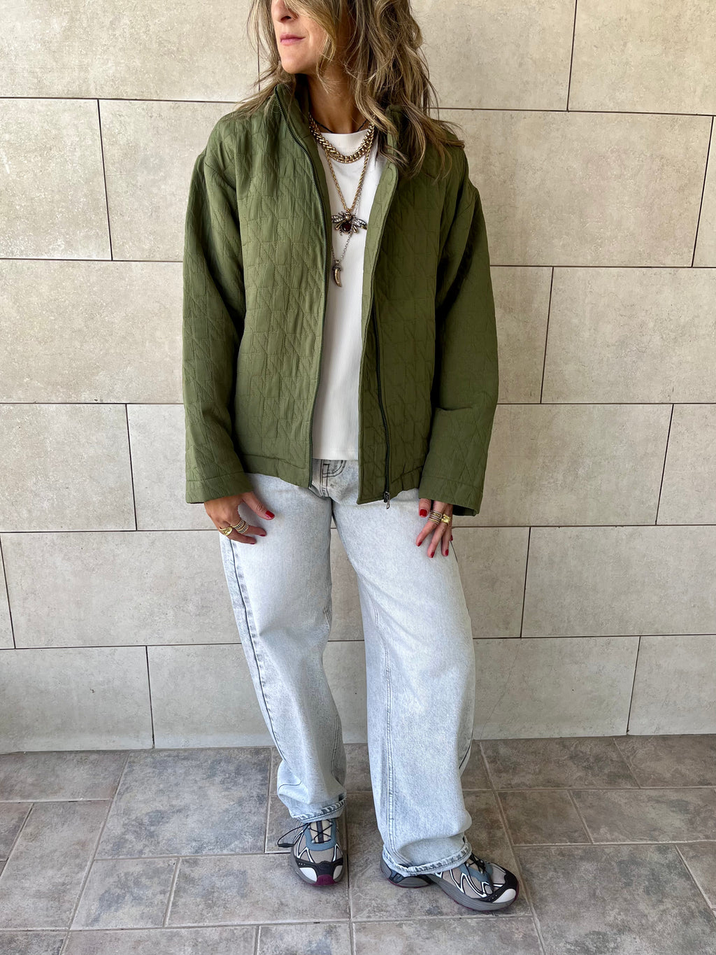 Olive Quilted Everyday Jacket
