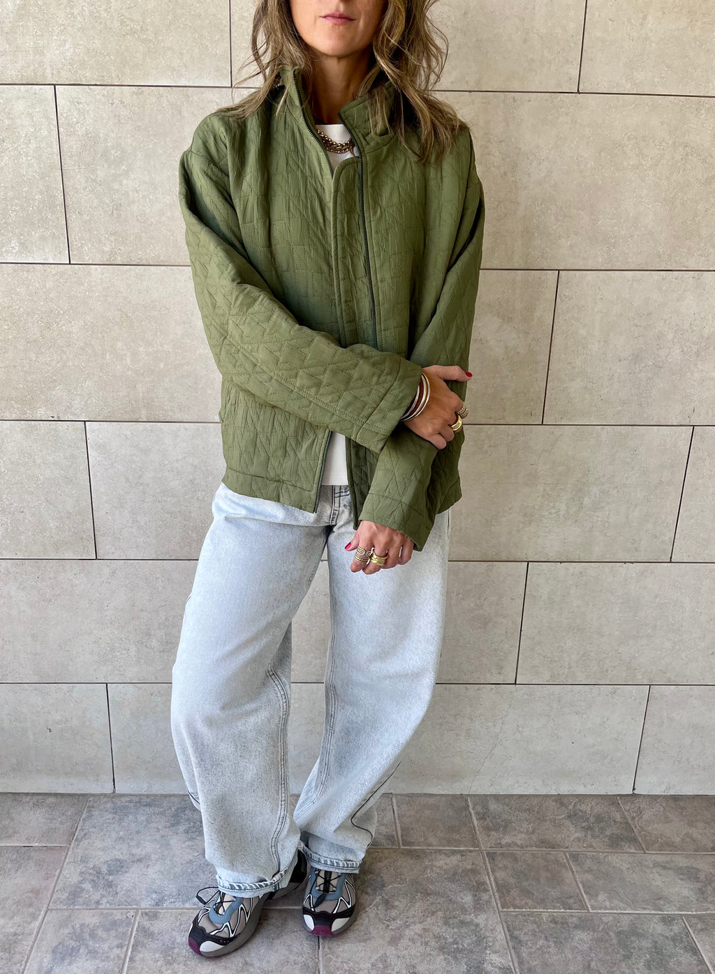 Olive Quilted Everyday Jacket