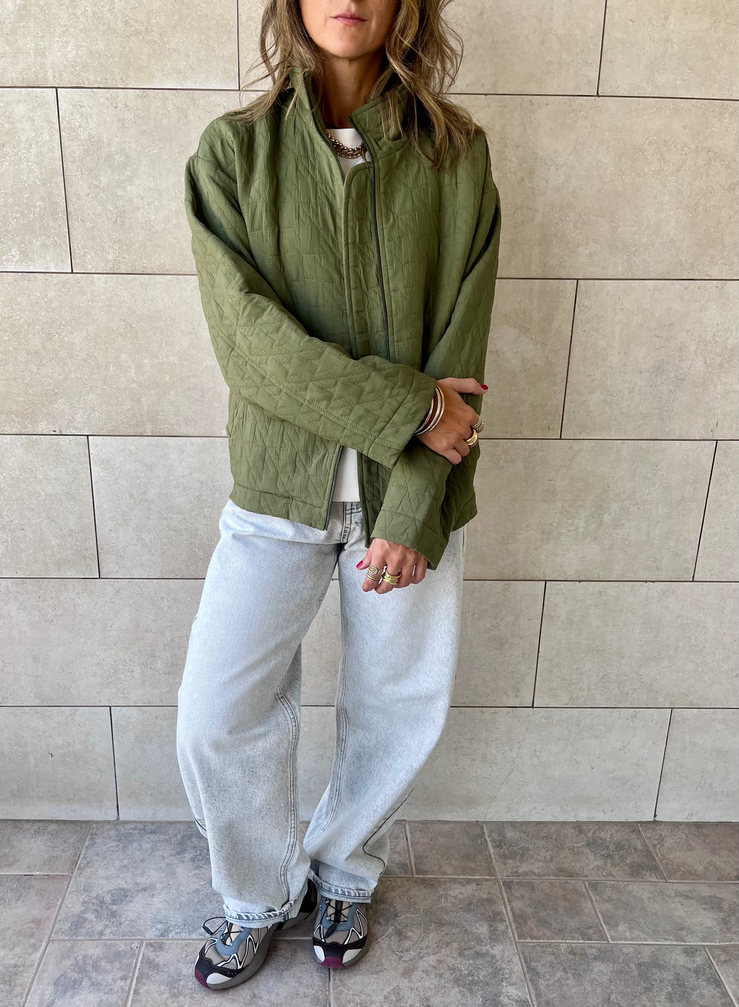 Olive Quilted Everyday Jacket