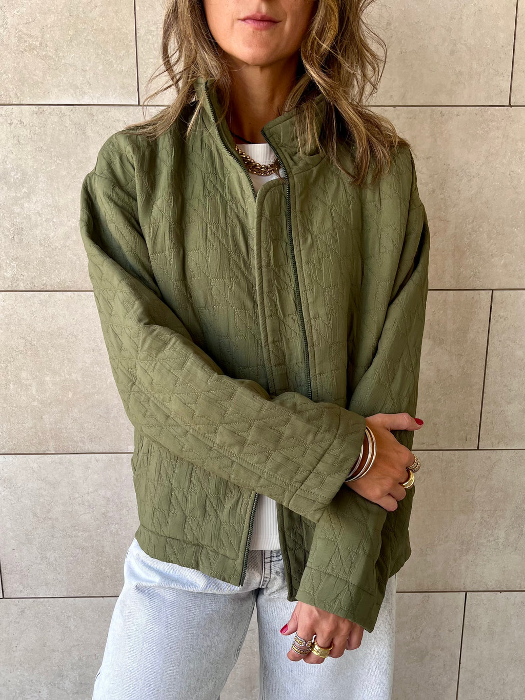 Olive Quilted Everyday Jacket