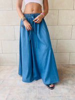 Blue Boho Denim Skirt