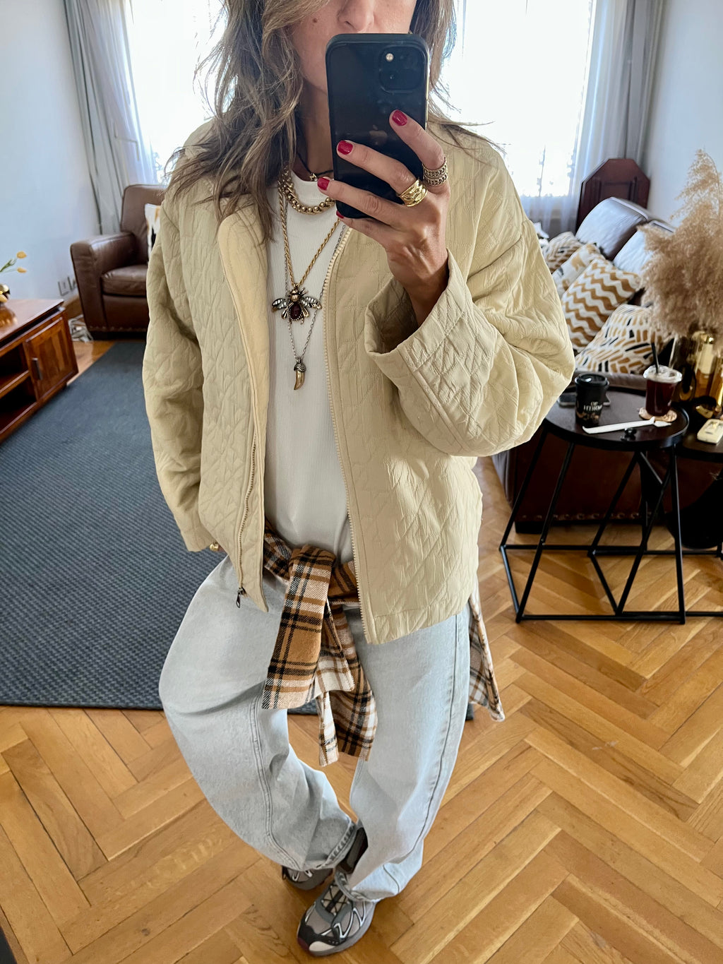 Beige Quilted Everyday Jacket