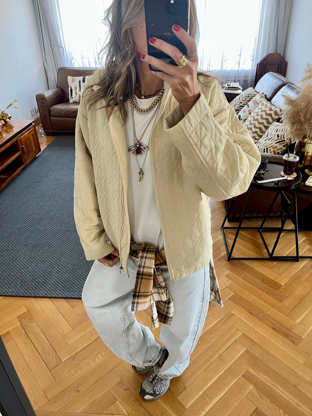 Beige Quilted Everyday Jacket