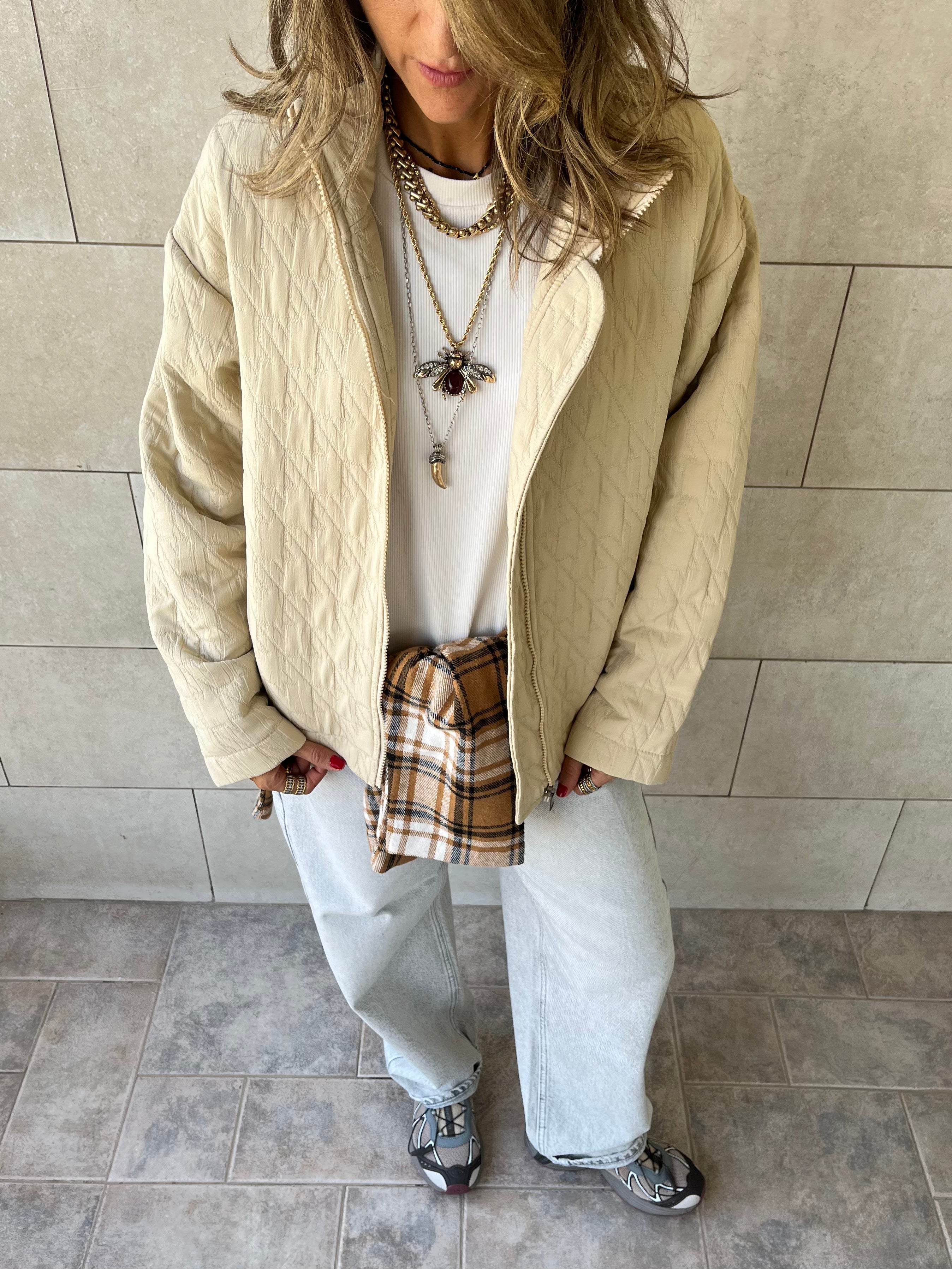 Beige Quilted Everyday Jacket