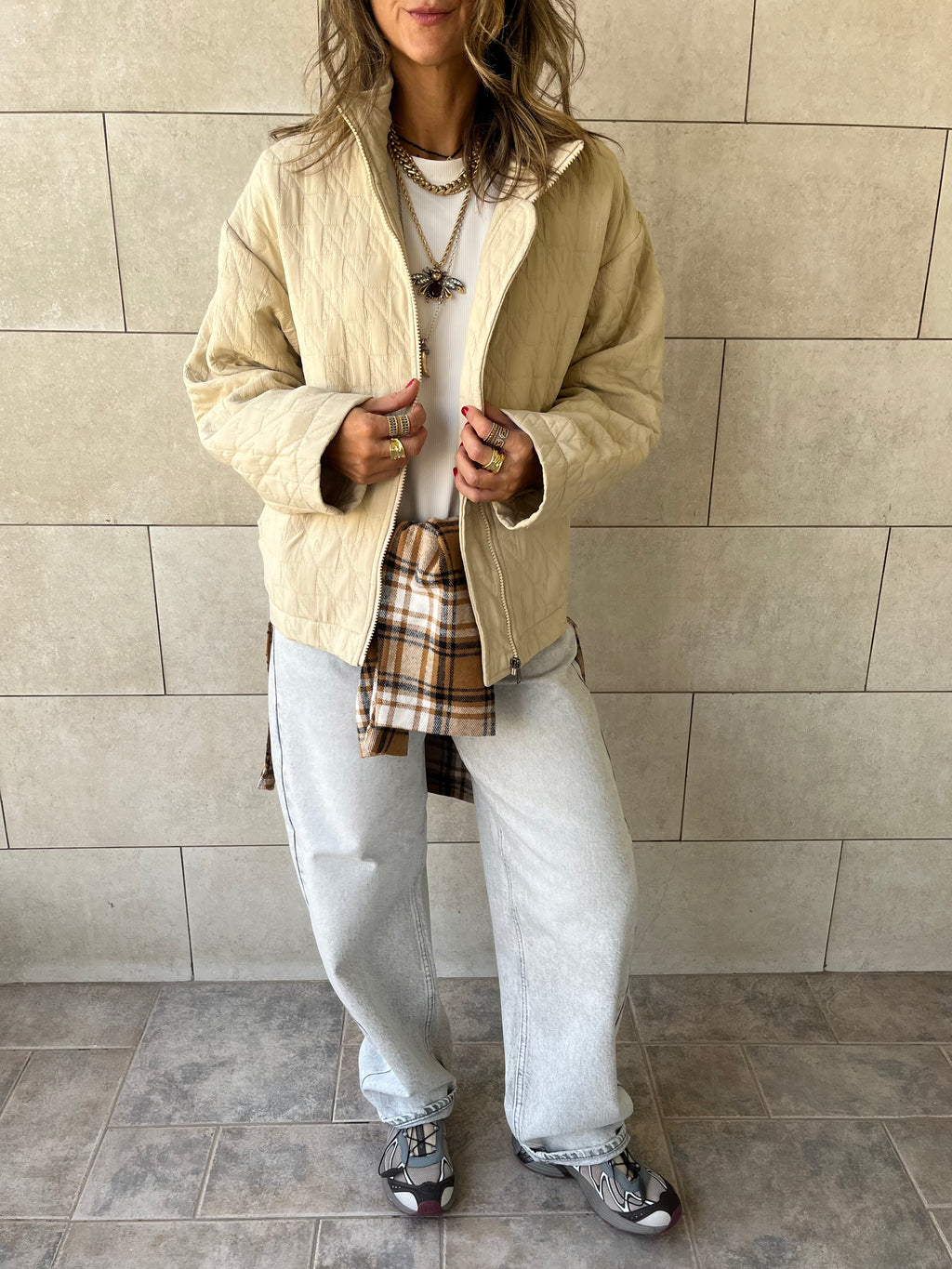 Beige Quilted Everyday Jacket