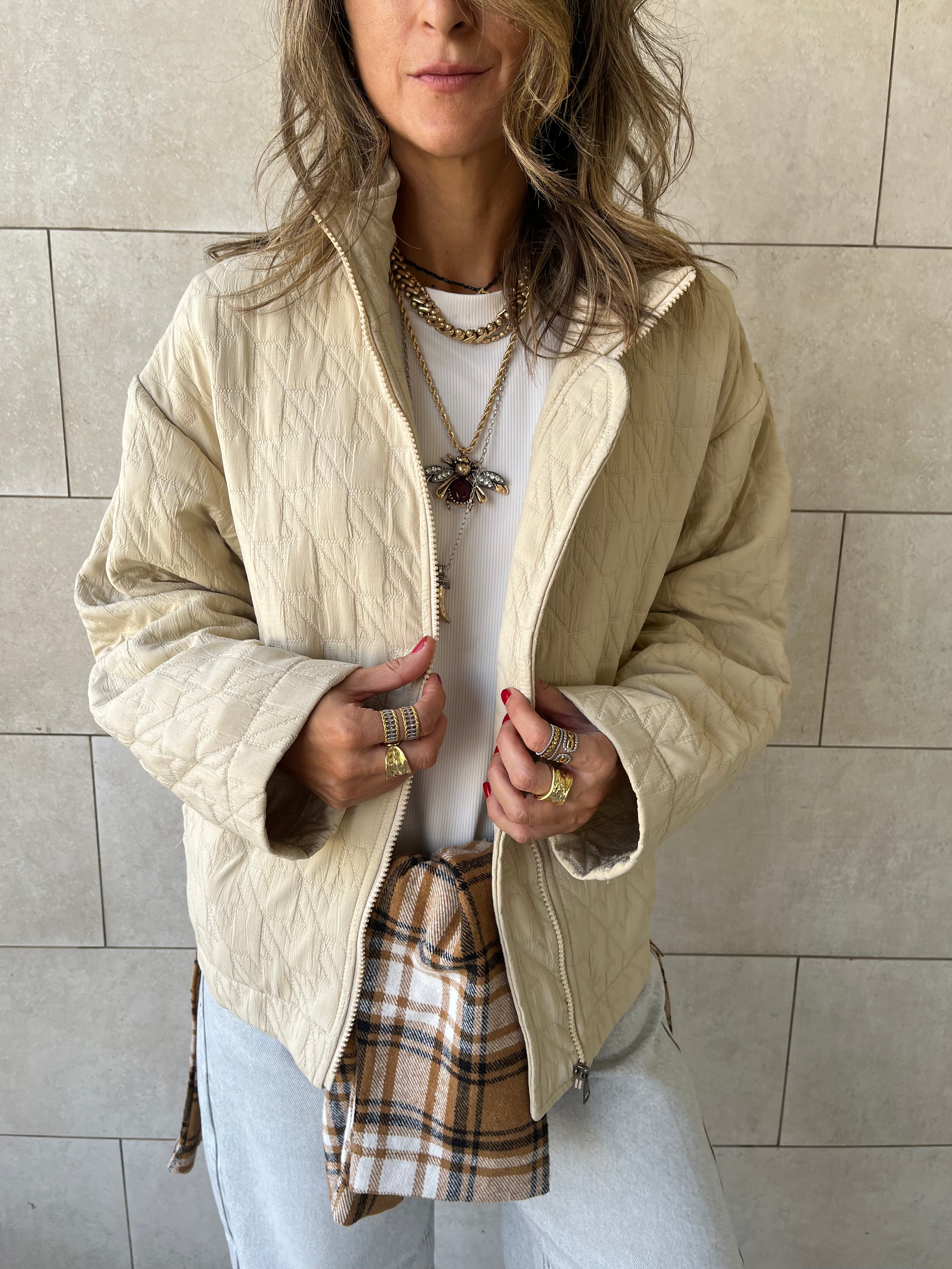 Beige Quilted Everyday Jacket