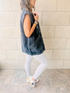 Grey Exaggerated Double Pocket Denim Vest