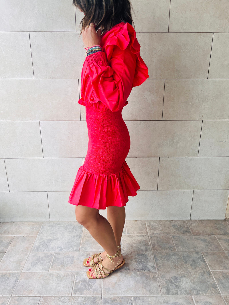 Watermelon Sunset Preppy One-Shoulder Mini Dress