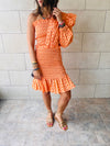 Orange Sunset Preppy One-Shoulder Mini Dress
