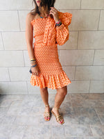 Orange Sunset Preppy One-Shoulder Mini Dress