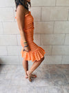 Orange Sunset Preppy One-Shoulder Mini Dress