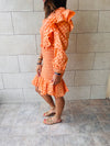 Orange Sunset Preppy One-Shoulder Mini Dress