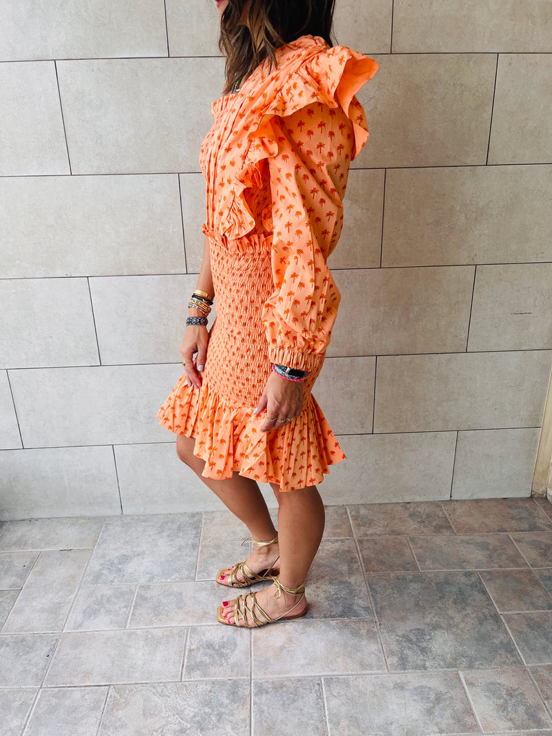 Orange Sunset Preppy One-Shoulder Mini Dress