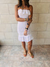 Beige Here For A Good Time Embroidered Mini Dress