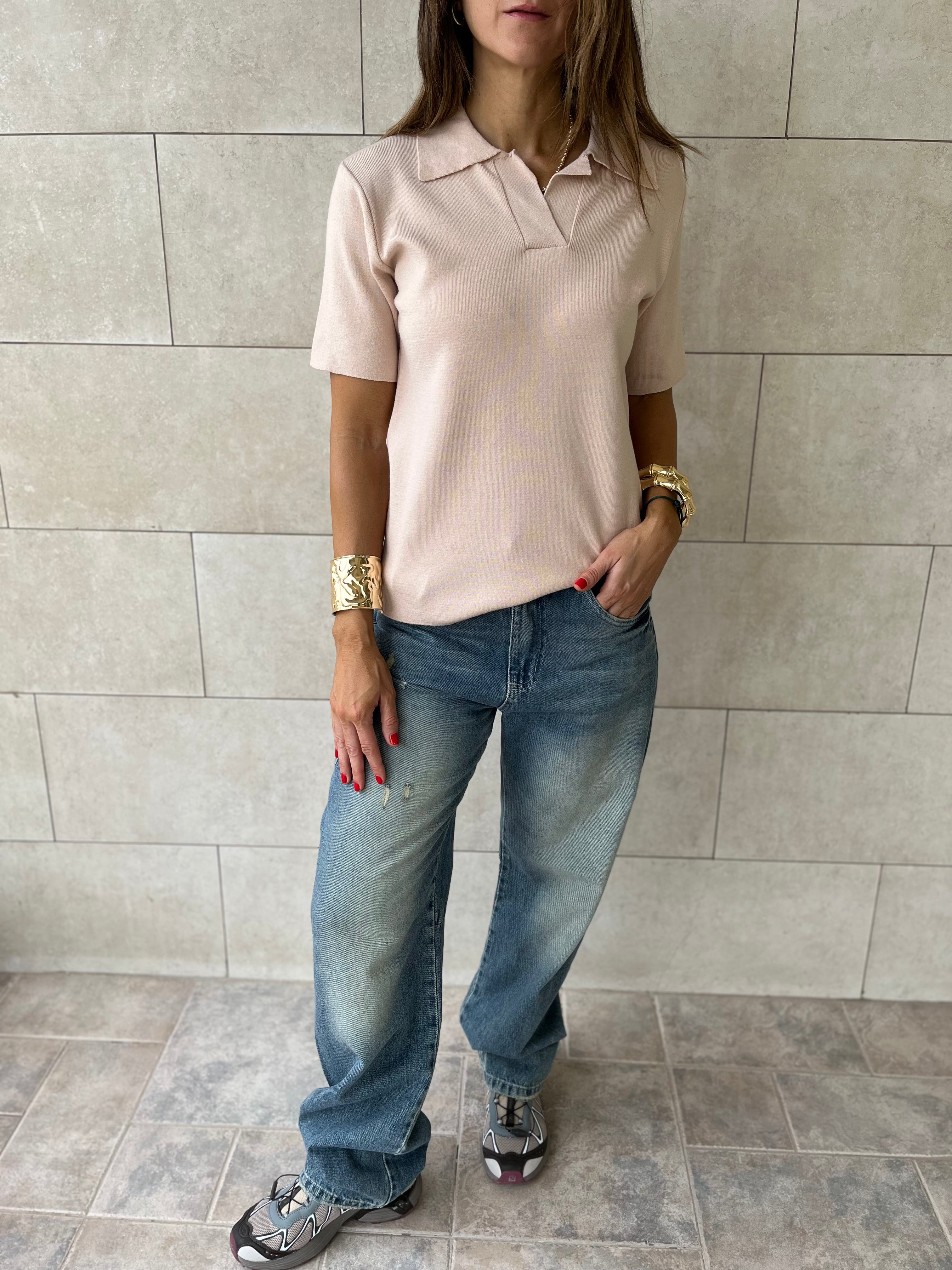 Beige Signature Must Have Collard Knit Polo