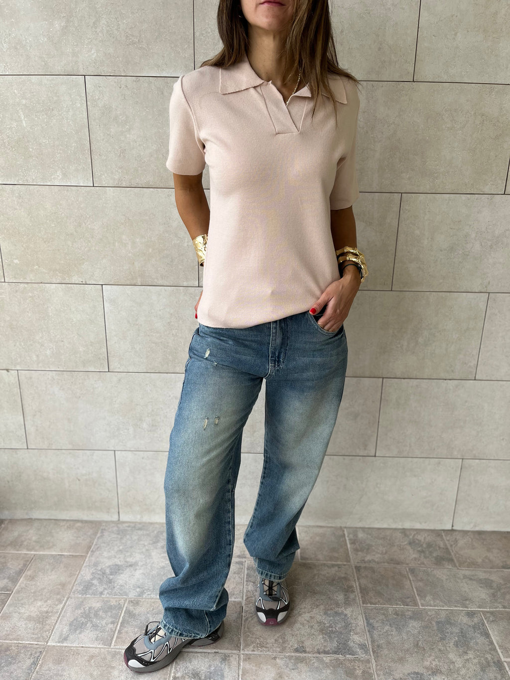 Beige Signature Must Have Collard Knit Polo