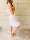 Beige Here For A Good Time Embroidered Mini Dress