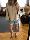 Beige Basic V Essential Shirt