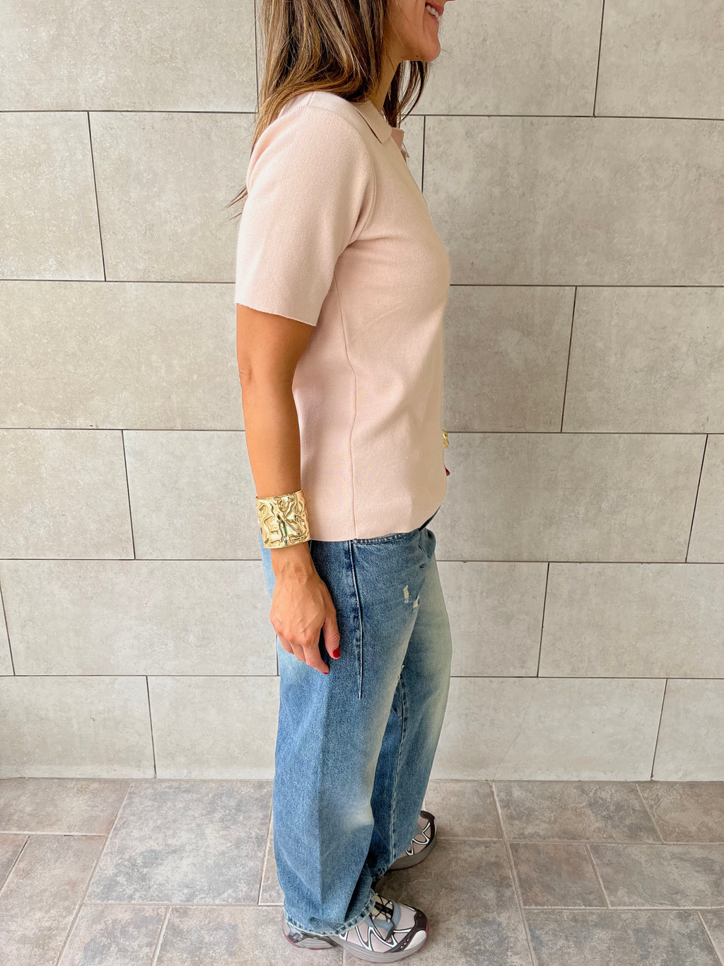 Beige Signature Must Have Collard Knit Polo