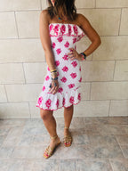 Fuchsia Here For A Good Time Embroidered Mini Dress