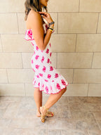 Fuchsia Here For A Good Time Embroidered Mini Dress