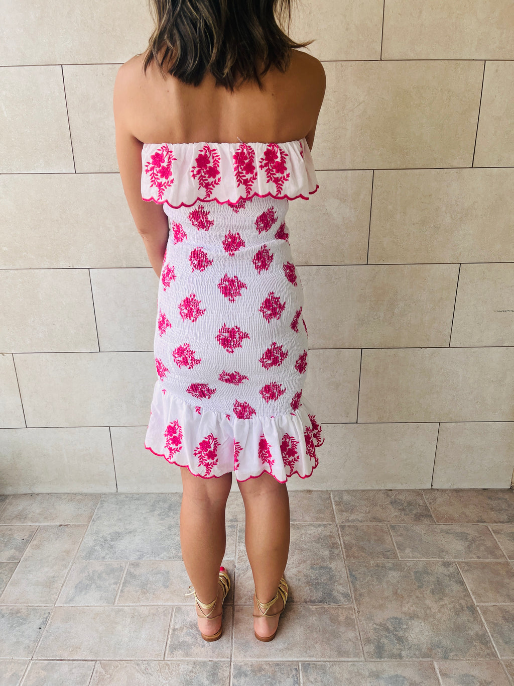 Fuchsia Here For A Good Time Embroidered Mini Dress