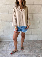 Beige Basic V Essential Shirt