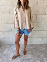 Beige Basic V Essential Shirt