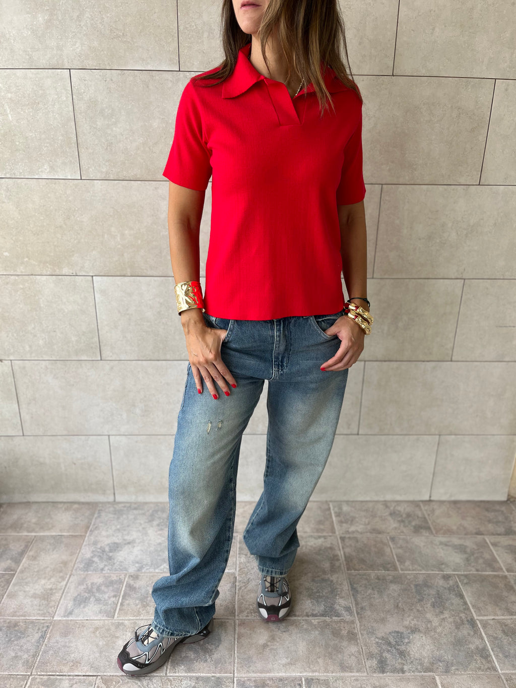 Red Signature Must Have Collard Knit Polo