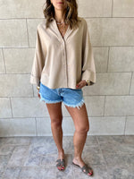 Beige Basic V Essential Shirt