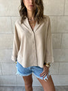 Beige Basic V Essential Shirt