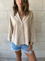 Beige Basic V Essential Shirt