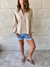 Beige Basic V Essential Shirt