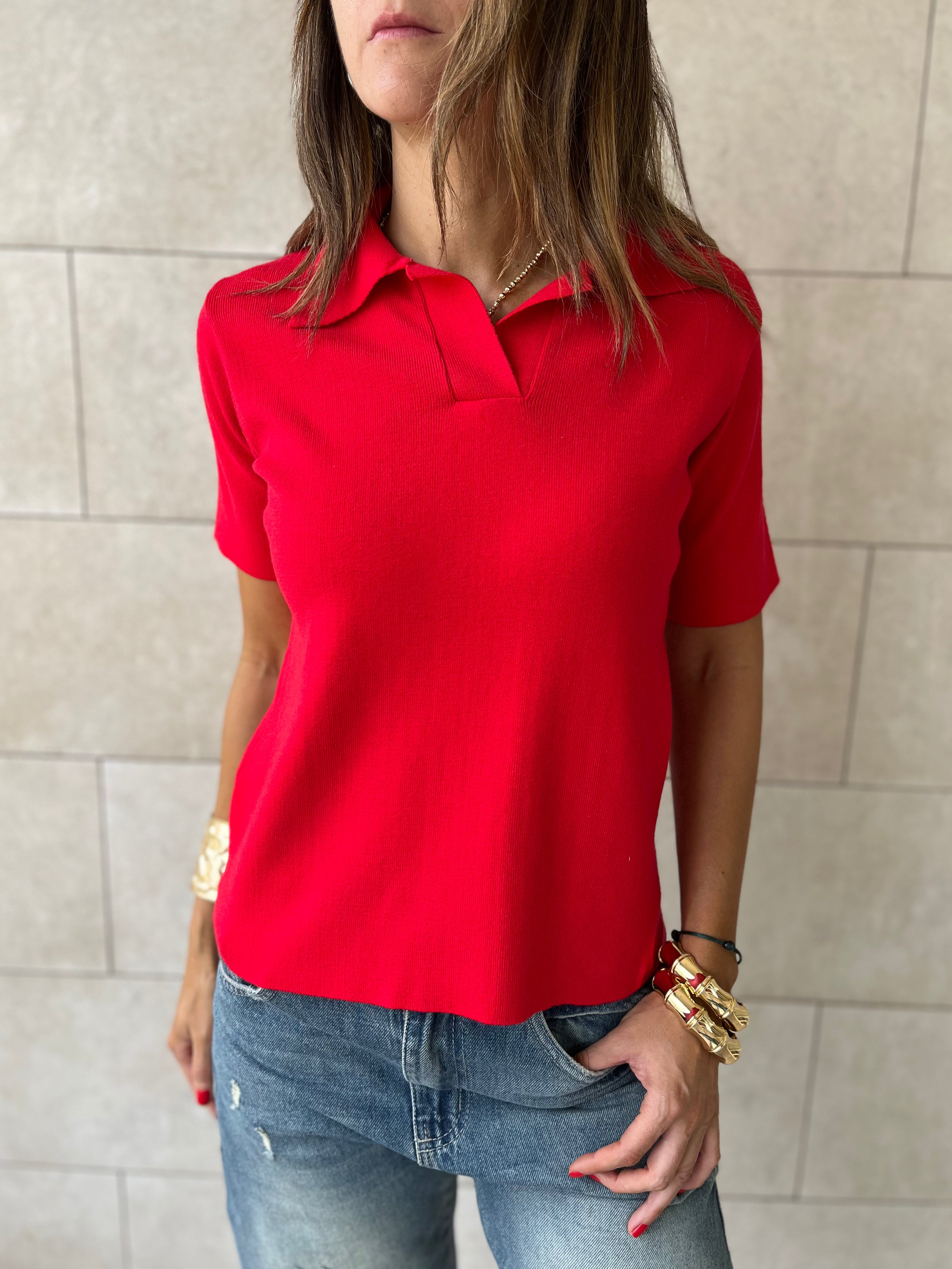 Red Signature Must Have Collard Knit Polo