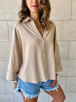 Beige Basic V Essential Shirt