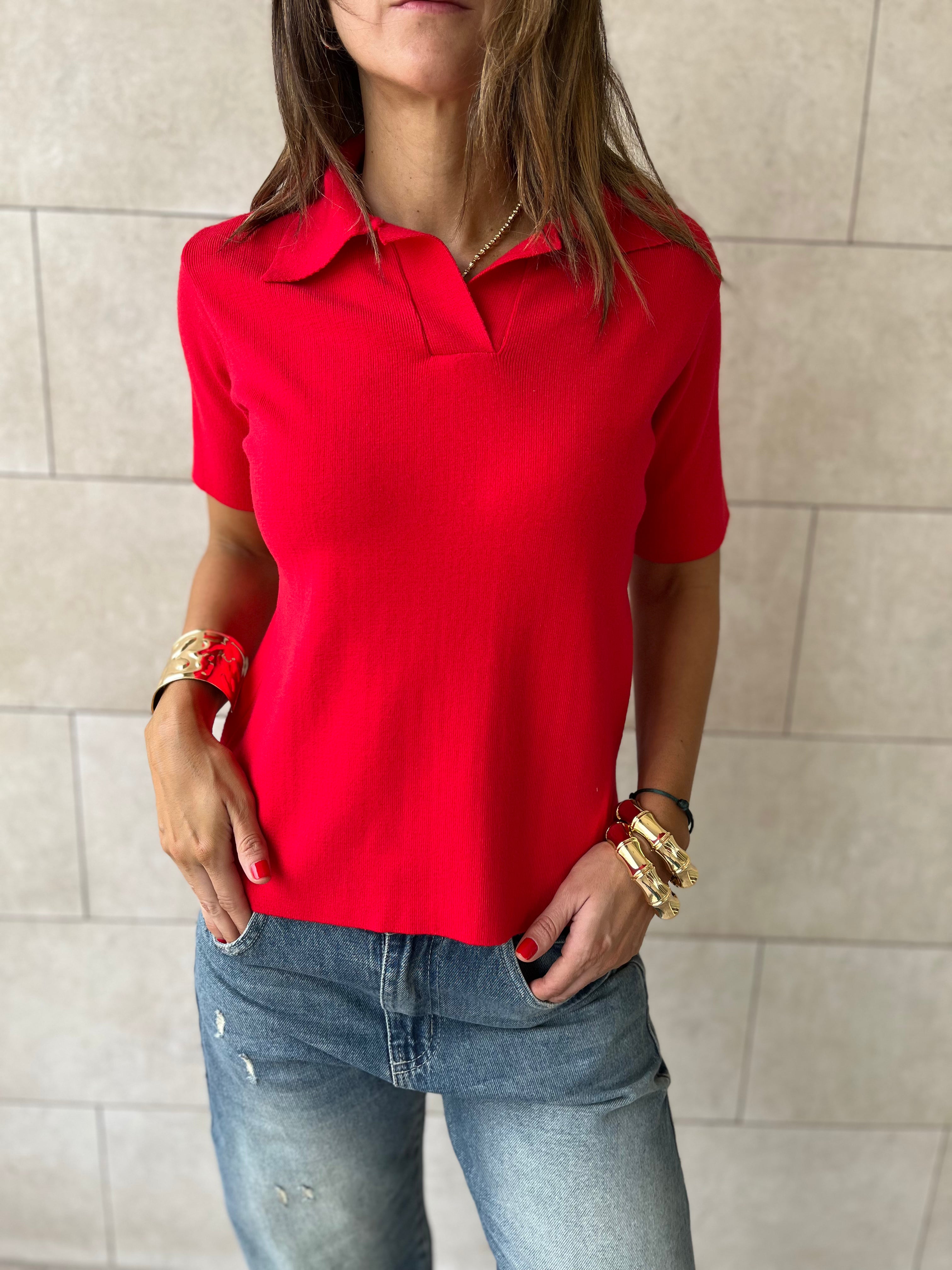 Red Signature Must Have Collard Knit Polo