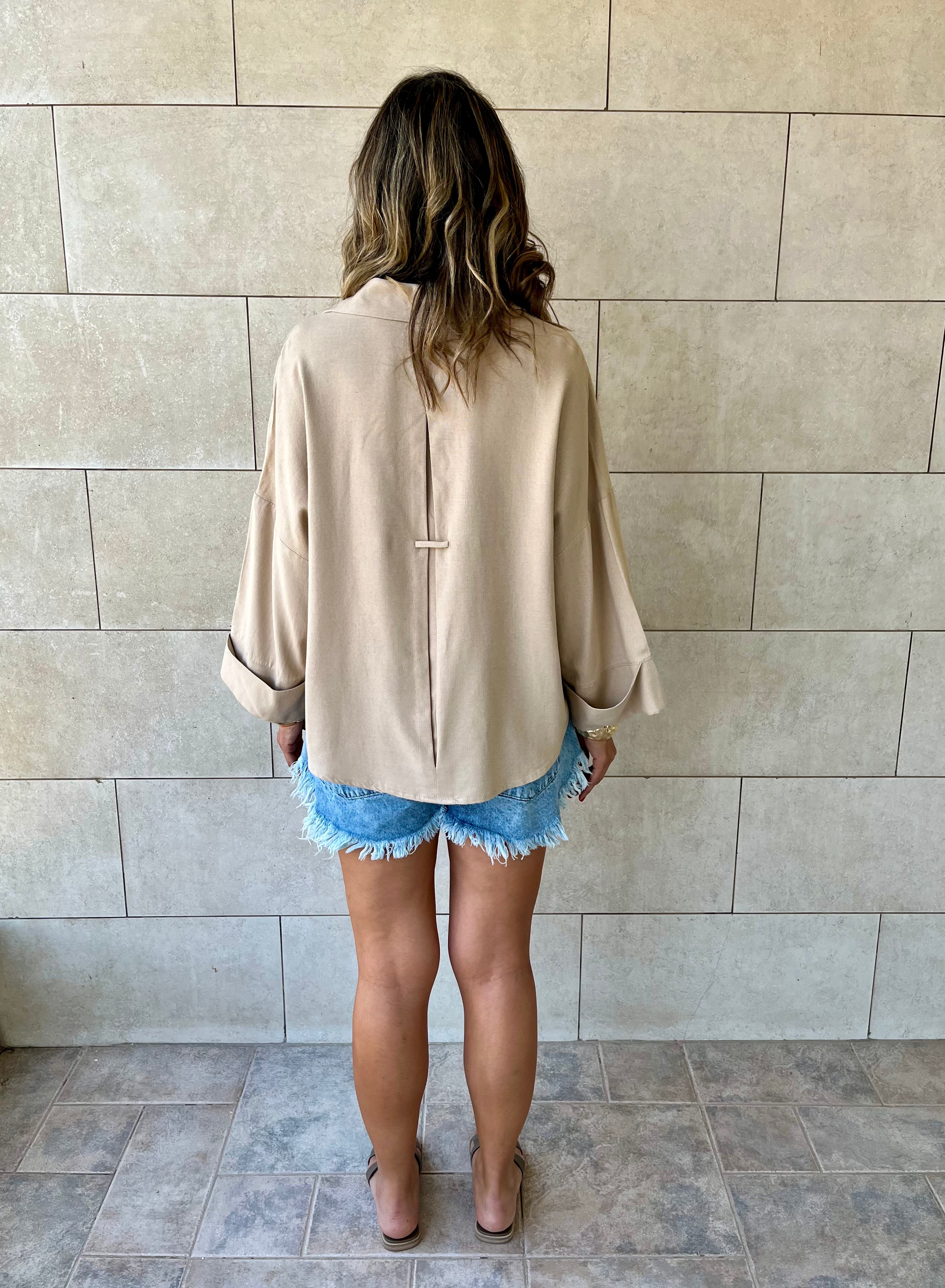 Beige Basic V Essential Shirt