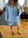 Baby Blue Basic V Essential Shirt