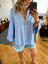 Baby Blue Basic V Essential Shirt
